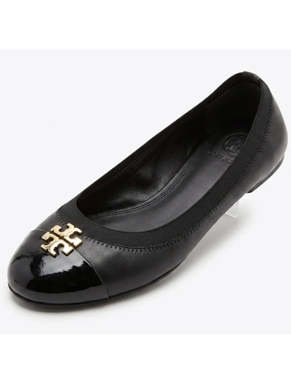 Tory Burch Jolie Patent Black Leather Cap Toe Ballet Flats Size 8.5